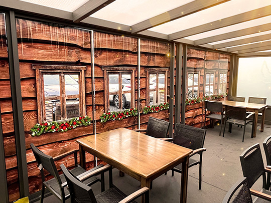 Lettrage temporaire pour créer un châlet d'hiver