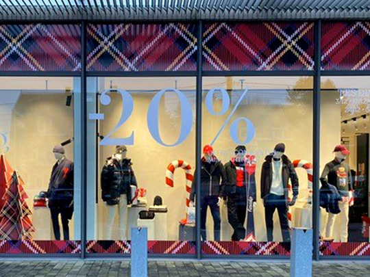 Vinyle promotionnel imprimé vitrine de magasin de vêtements