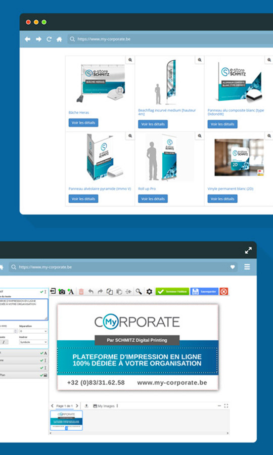 Site Web-to-Print avec produits imprimés et designer